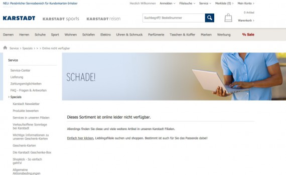 Karstadt reduziert Online-Sortiment